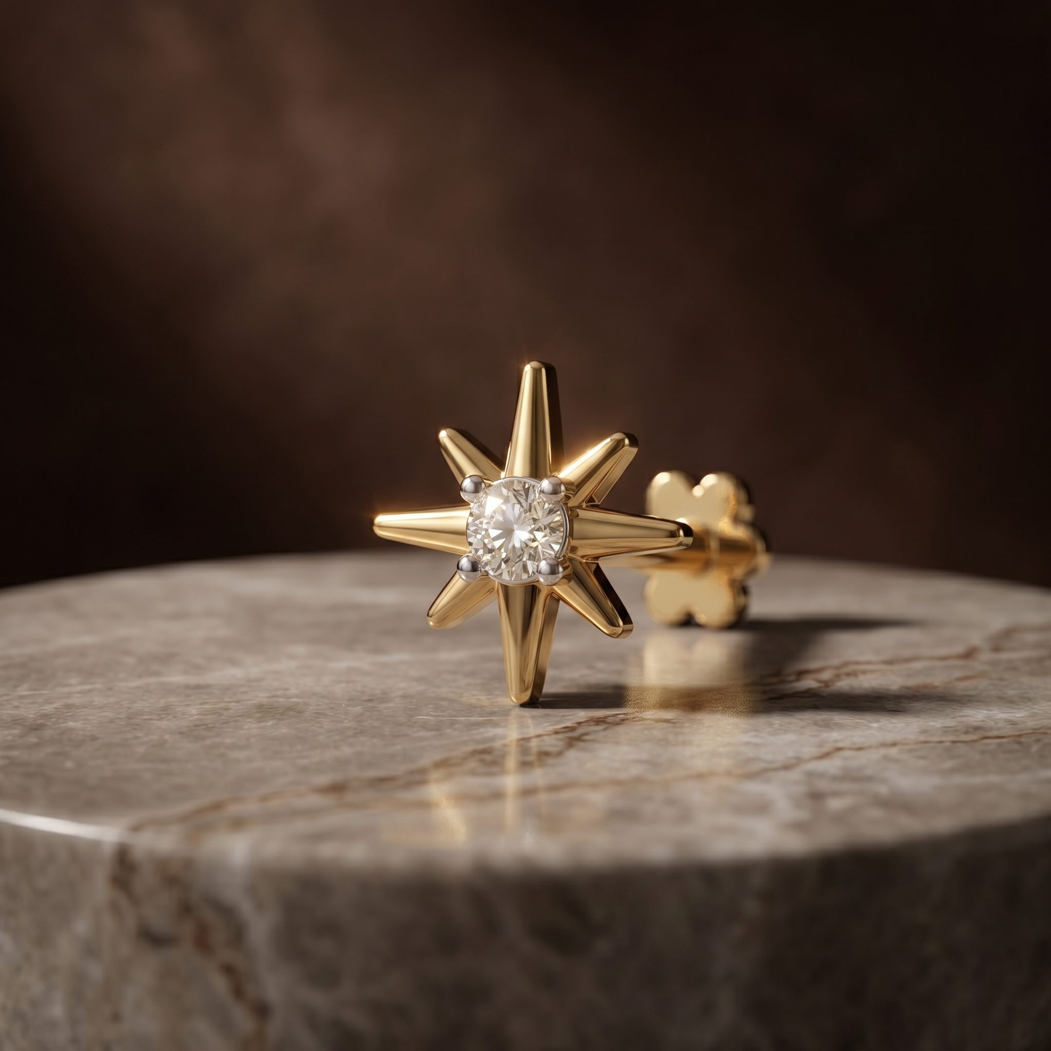 Sparkling Glow Diamond Nose Pin by SVADEZI - yellow
