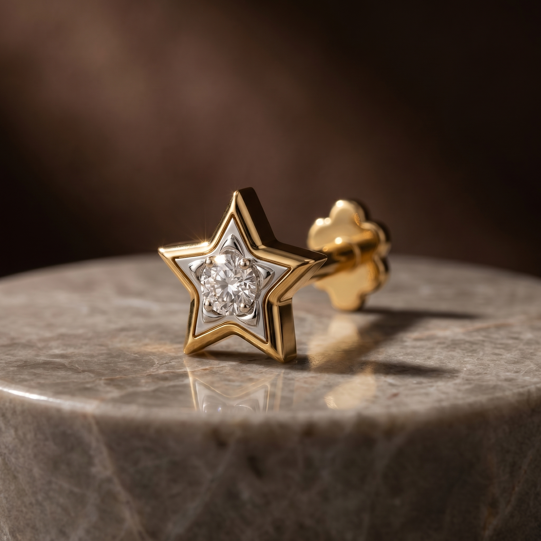 Celestial Mystique Diamond Nose Pin by SVADEZI - yellow