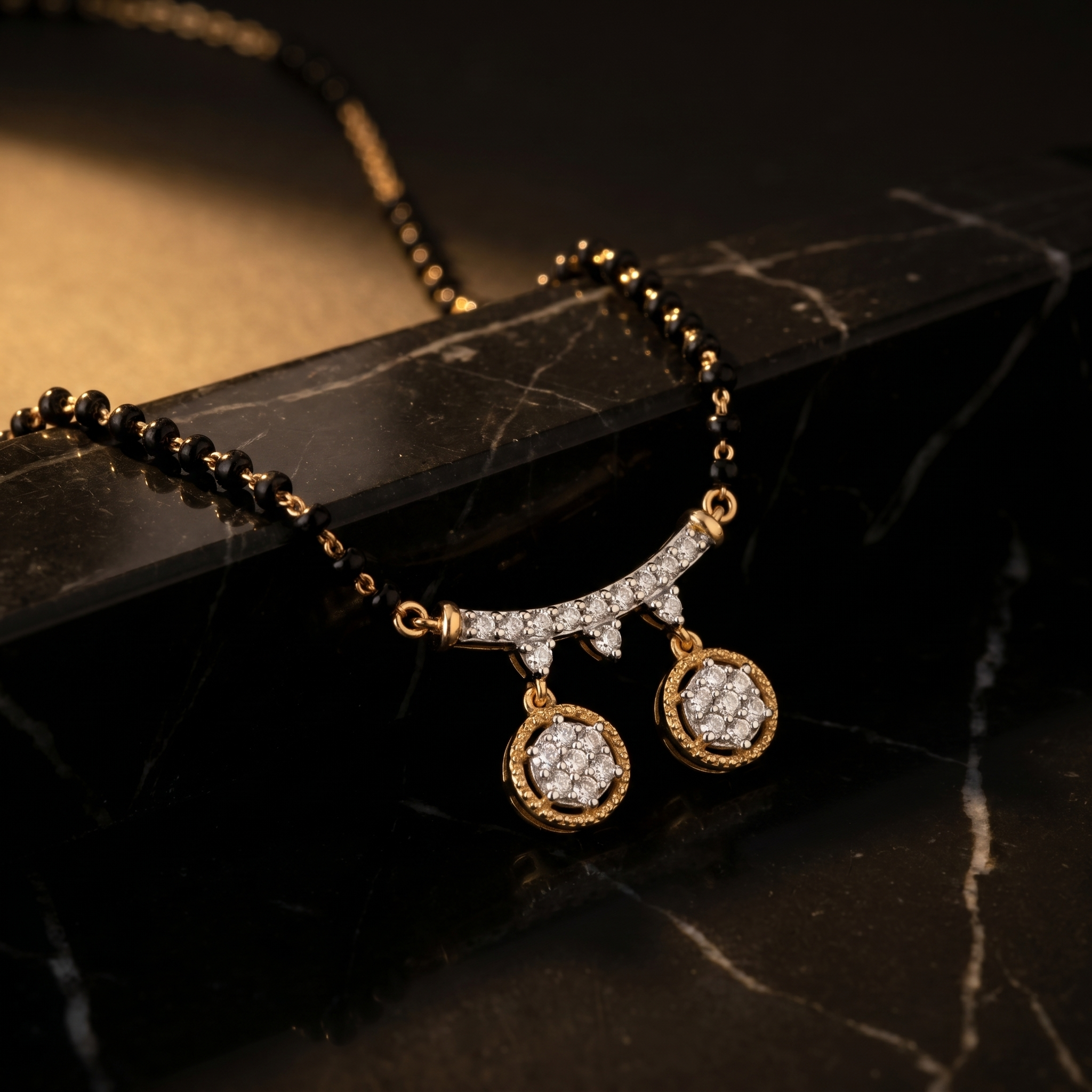 Glistening Spell Diamond Mangalsutra by SVADEZI - yellow