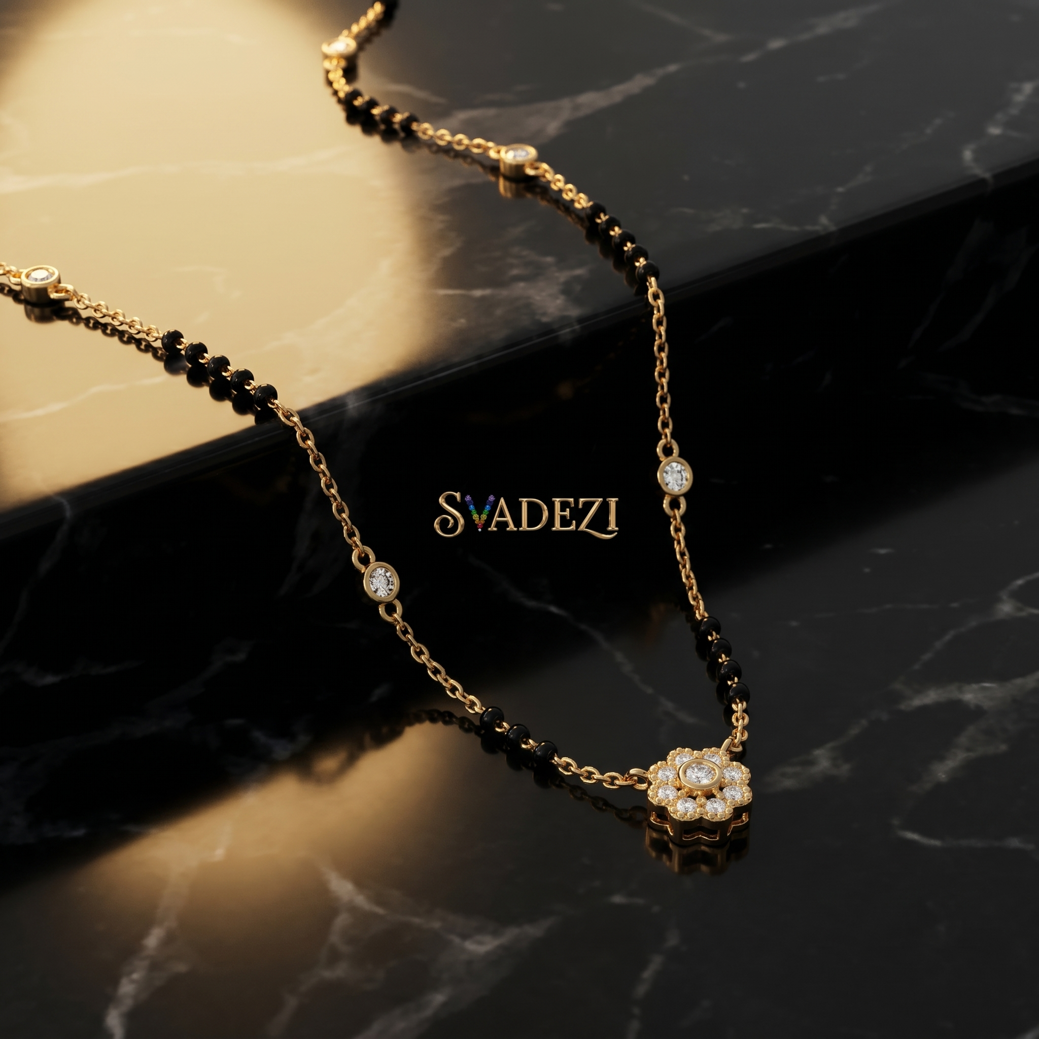 Crowned Brilliance Diamond Mangalsutra by SVADEZI - yellow