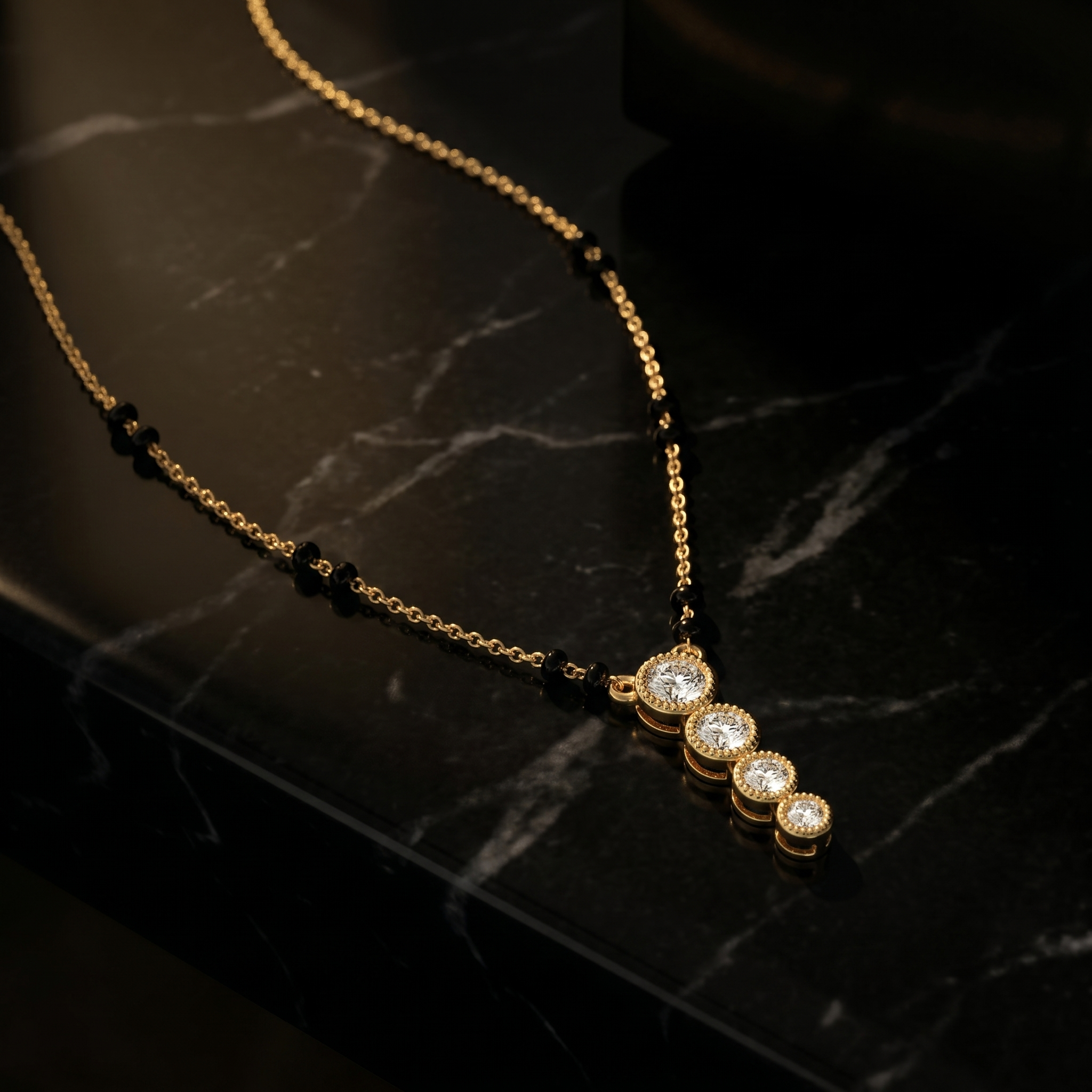 Enthroned Spell Diamond Mangalsutra by SVADEZI - yellow