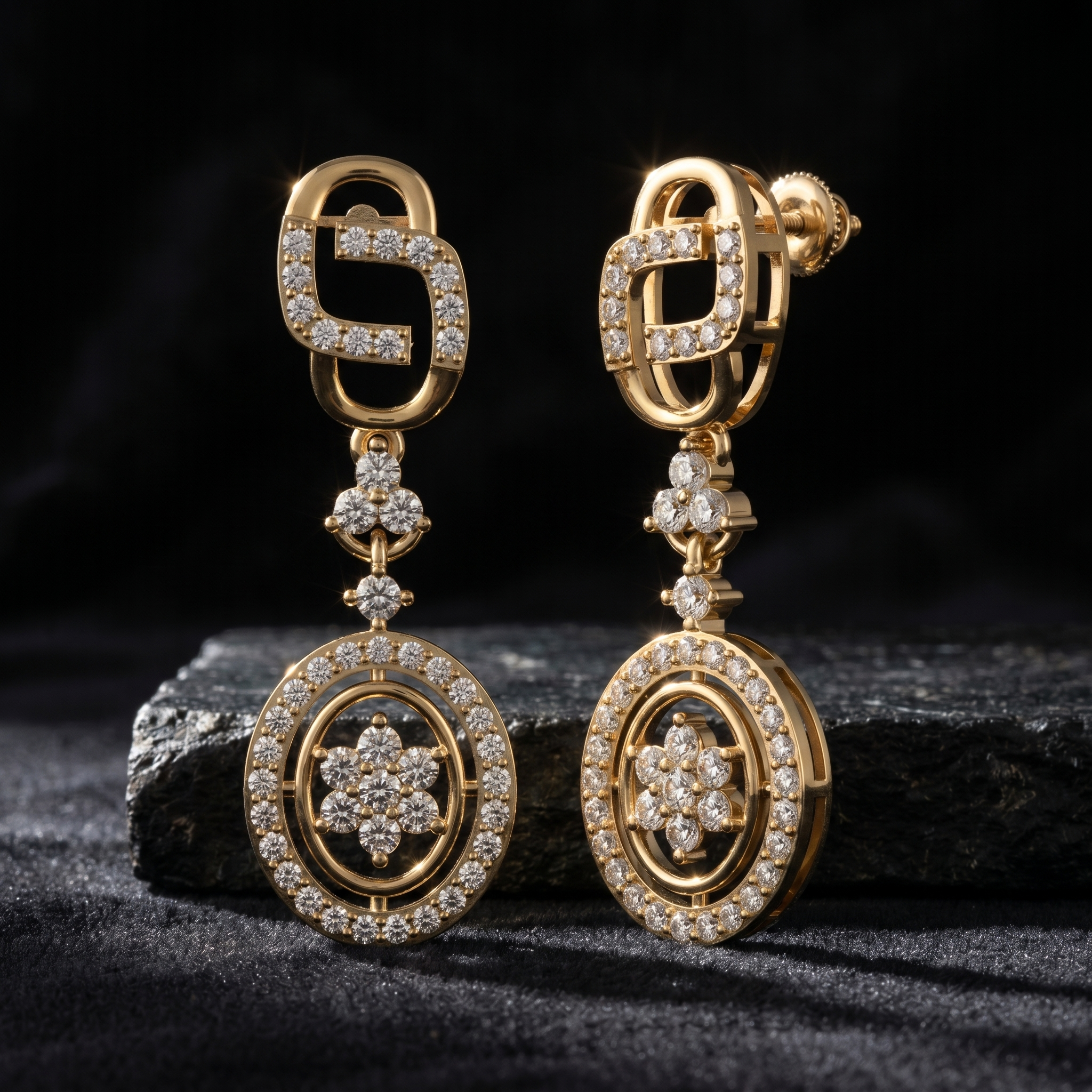 Regal Charm Diamond Earrings by SVADEZI - yellow